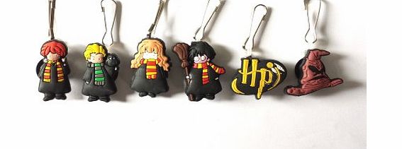 Hermes 6 pcs Harry Potter Zipper Pull / Zip pull Charms for Jacket Backpack Bag Pendant