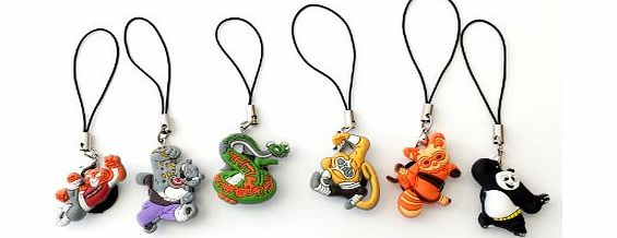 Hermes 6 pcs Kung Fu Panda Cartoon Cellphone Charm Strap String for iPhone iPod MP3 MP4 Cellphone Camera