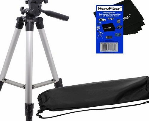 Herofiber 50``/127 Cm Light Weight Aluminum Photo/Video Tripod amp; Carrying Case for Sony DCR-DVD105, DCR-DVD108, DCR-DVD201, DCR-DVD205, DCR-DVD308, DCR-DVD405, DCR-DVD610, amp; DCR-DVD650 Camcorders w/ Hero