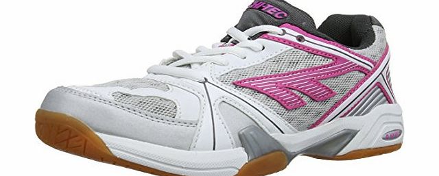 Hi-Tec Womens Indoor Lite Low-Top Trainers C003717/013/01 White/Silver/Pink 6 UK, 39 EU