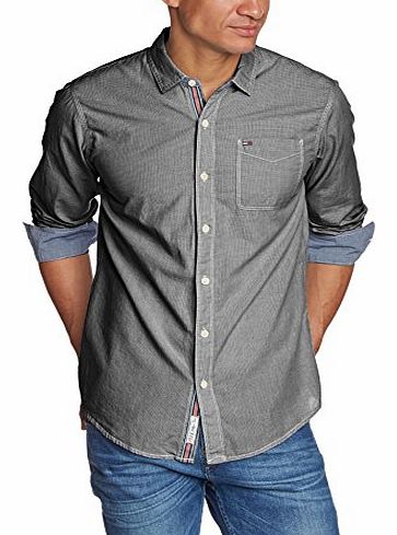 Hilfiger Denim Mens Classic Long Sleeve Casual Shirt - Black - Schwarz (TOMMY BLACK 078) - Medium