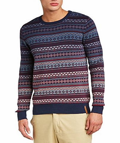 Hilfiger Denim Mens Ernest Aztec Crew Neck Long Sleeve Jumper, Black (Black Iris/Multi), Medium