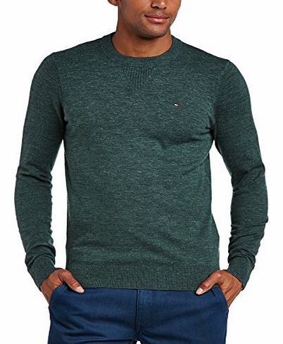 Hilfiger Denim Mens Ethan HTR Crew Neck Long Sleeve Sports Jumper, Green Pastures, X-Large