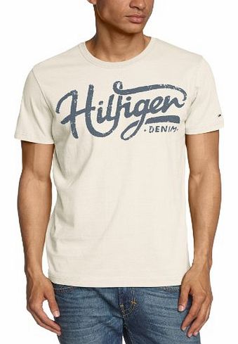 Hilfiger Denim Mens Federer Cn Crew Neck Short Sleeve T-Shirt, Marshmallow, Large