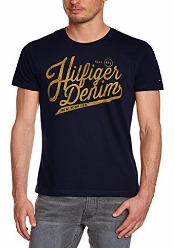 Hilfiger Denim Mens Federer Cn Tee S/S Crew Neck Short Sleeve T-Shirt T-Shirt, Blue (Black Iris Pt), Medium (Manufacturer Size: Medium)