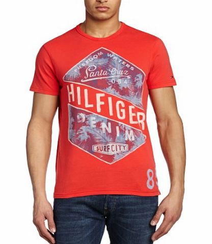 Hilfiger Denim Mens Felix 3 Crew Neck Short Sleeve T-Shirt, Pink (Bittersweet), Medium