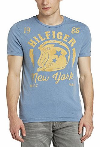 Hilfiger Denim Mens Fews Crew Neck Short Sleeve T-Shirt, Bijou Blue, X-Large