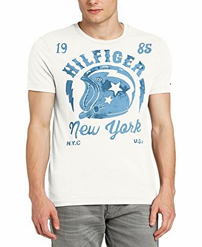 Hilfiger Denim Mens Fews Crew Neck Short Sleeve T-Shirt, Marshmallow, X-Large