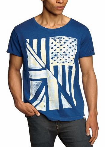 Hilfiger Denim Mens Fortune Sn Knit S/S Crew Neck Short Sleeve T-Shirt, Blue (Bijou Blue-Pt), Large