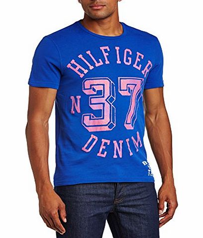 Hilfiger Denim Mens Manhattan 5 Crew Neck Short Sleeve T-Shirt, Blue (Surf The Web), X-Large