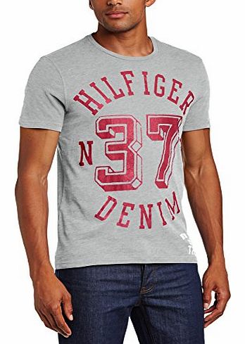 Hilfiger Denim Mens Manhattan 5 Crew Neck Short Sleeve T-Shirt, Light Grey Heather, Medium