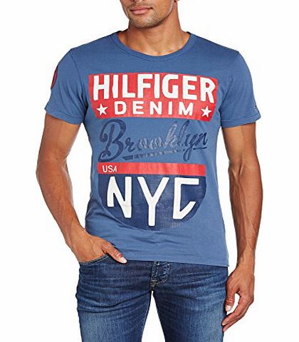 Hilfiger Denim Mens Sarge Crew Neck Short Sleeve T-Shirt, Ensign Blue, Medium