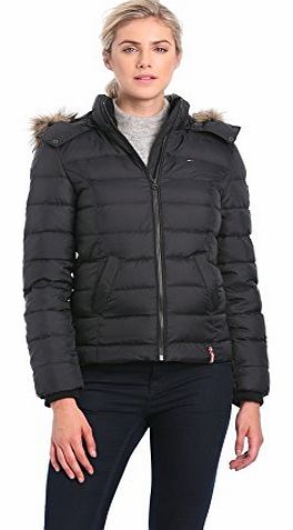 Hilfiger Denim Womens Martina Bomber Down Long Sleeve Coat, Tommy Black, Size 14 (Manufacturer Size:Large)