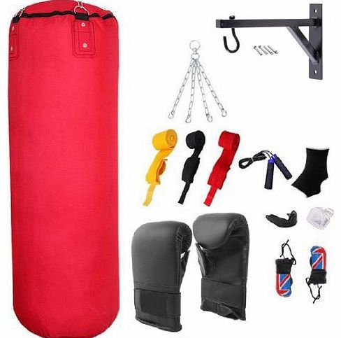 Hit Em Hard red canvas 3ft punch bag bracekt