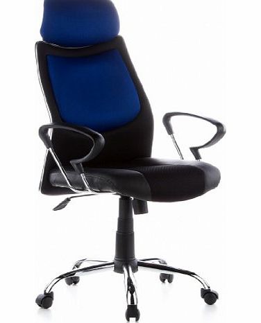 hjh OFFICE Buerostuhl24 666830 City 80 Executive Chair PU / Fabric Black / Blue