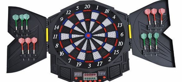 Homcom DART BOARD SET ELECTRONIC DARTBOARD LED DIGITAL SCORE DISPLAY SOFT TIP 27 GAMES SPEAKER SOUND WITH DARTS