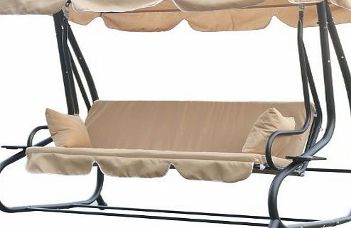 Homcom  SWINGING 3 SEATER GARDEN HAMMOCK SWING SEAT CHAIR BENCH LUXURY  2 FREE PILLOWS