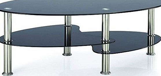 Home Discount Cara Black Glass Coffee Table with Chrome Legs
