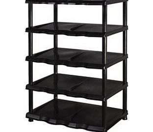 5 Tier Black Plastic Shoe Rack Shelf