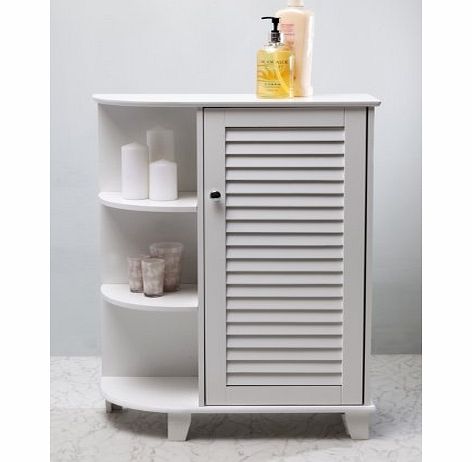 HOME SOLUTIONS OSLO FLOOR STANDING STORAGE CUPBOARD W/ 3-TIER CORNER STORAGE SPACE-WHITE