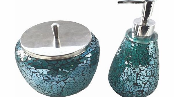 Home Treats NEW 2PC BATHROOM SET MOSAIC SOAP DISPENSER amp; TRINKET BOX