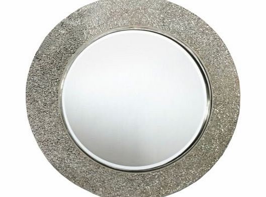 Home Treats Round Crackle Wall Mirror Handmade Broken Glass Mosaic Silver Frame 40 x40cm New