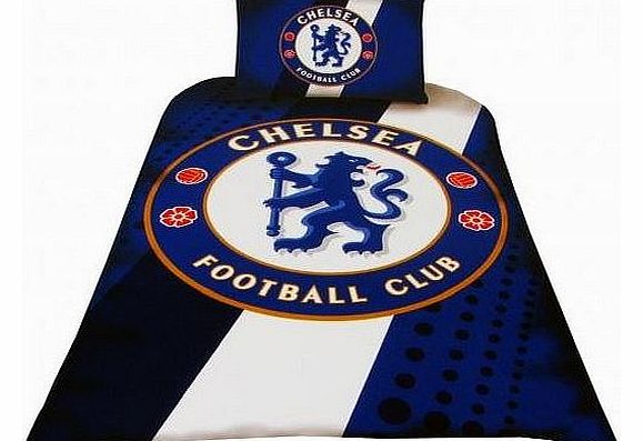 Home Win CHELSEA FC CREST STRIPE PANEL SPOT SINGLE DUVET SET QUILT COVER BEDDING 114366