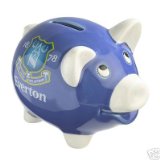 OFFICIAL EVERTON F.C. BLUE CRESTED CERAMIC PIGGY BANK