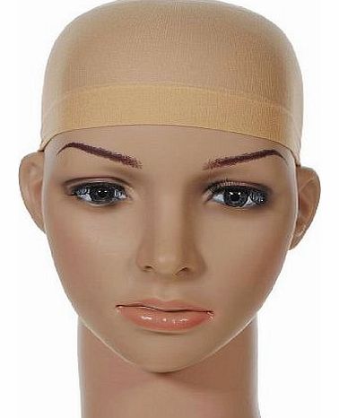 homeking 2pcs Black Nude Beige Unisex Nylon Wig Cap Stretch Stocking Liner Snood Mesh