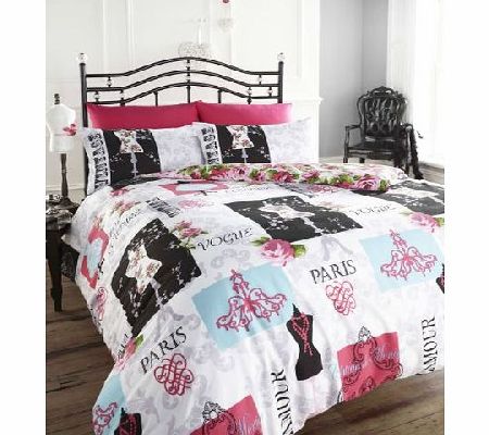 HOMEMAKER BEDDING DUVET COVER BED SET PARIS COUTURE FASHION BOUDOIR QUILT SET (single)