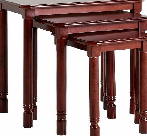 HomePlusDirect Captains Mahogany Wooden Nest of Tables Mahogany