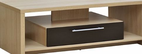 Hometime Tamara Oak and Black Coffee Table with 1 Drawer