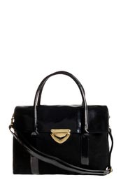 Gold Lock Velvet Patent Frame Bag