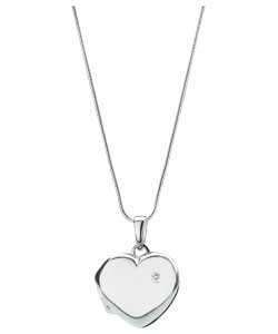 Hot Gems Sterling Silver Diamond Set Heart Locket