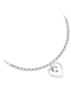 hot Gems Sterling Silver Pink Heart Bracelet
