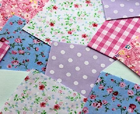 Hot Pink Haberdashery x 50 Vintage Shabby Chic Patchwork Squares 10 x 10cm