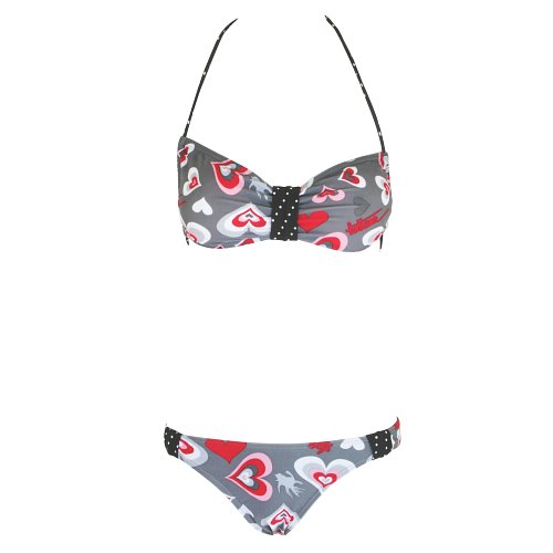 Ladies Hot Tuna Valentine Bandeau Bikini Grey/pink