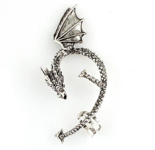 Hotportgift Hot Fashion Gothic Punk Temptation Metal Dragon Bite Ear Cuff Wrap Clip Earrings silver