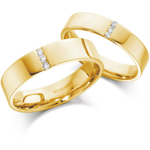 4mm 0.05 Ct Diamond Flat Court Wedding Band In 18 Ct Yellow Gold