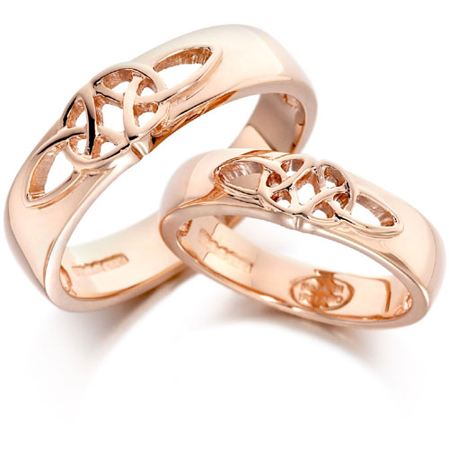 4mm Celtic D Shape Wedding Band In 9 Ct Rose Gold