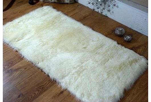 Cream ivory faux fur oblong sheepskin rug 70 x 140 cm washable