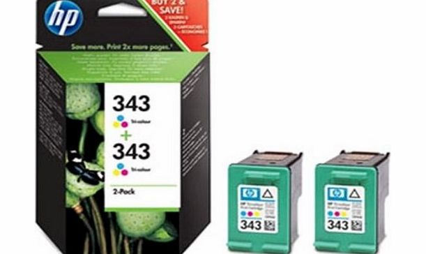 HP Original No 343 Tri-colour Ink Cartridges (2 Pack)