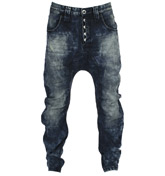 Santiago Dark Blue Bleached Look Denim Jeans