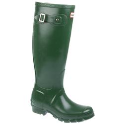 Hunter Female Original Textile Lining Comfort Calf Knee Boots in Green