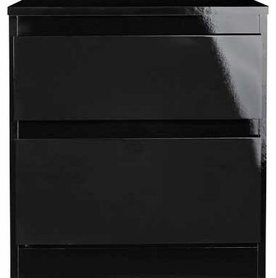 Hygena Hamlin High Gloss 2 Drawer Bedside