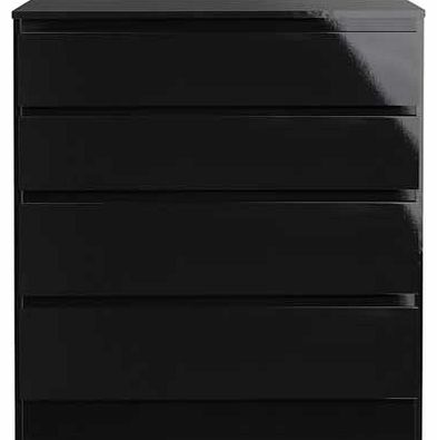 Hamlin High Gloss 4 Drawer Chest - Black