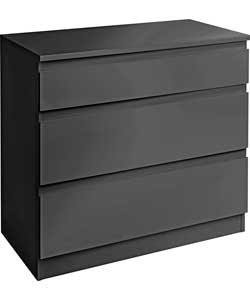 Hygena Harpur High Gloss 3 Drawer Chest - Black