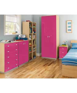 Hygena Kids Modular 5 Drawer Chest - Pink and Maple