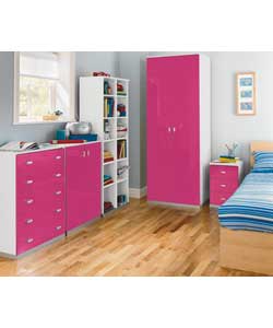 Hygena Kids Modular 5 Drawer Chest - Pink and White