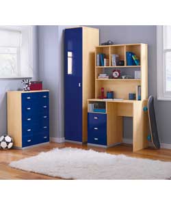 Kids Modular Single Wardrobe Blue and Maple